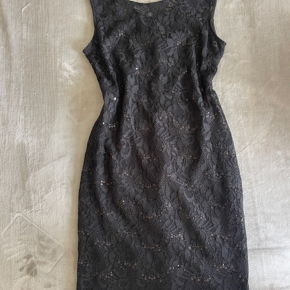 Elegant Black Lace & Sequin Dress: Ronni Nicole